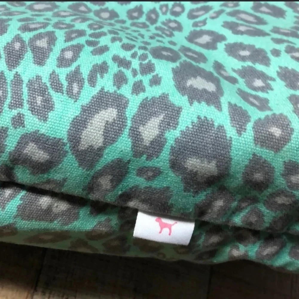 VERY RARE Victoria's Secret PINK Seafoam Dorm Green Leopard Print Laundry Bag